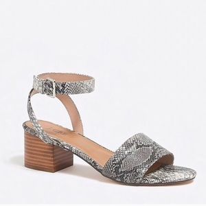 NWOT. J. Crew snake print block-heel sandals